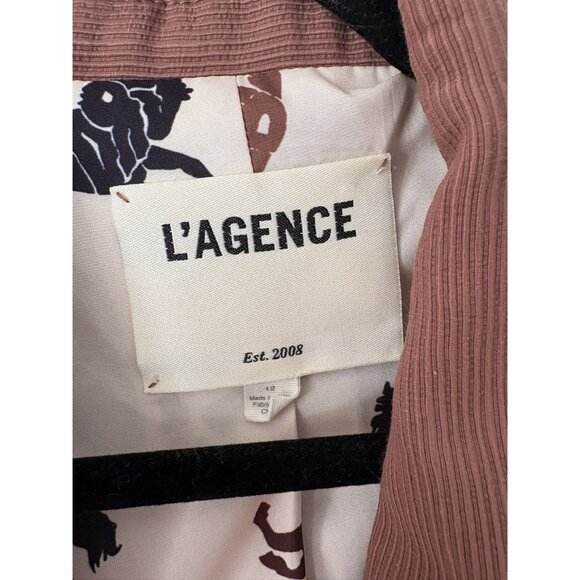 L'Agence Kenzie Double Breasted Blazer Jacket 12 Ribbed EUC Fawn Brown - Picture 5 of 8